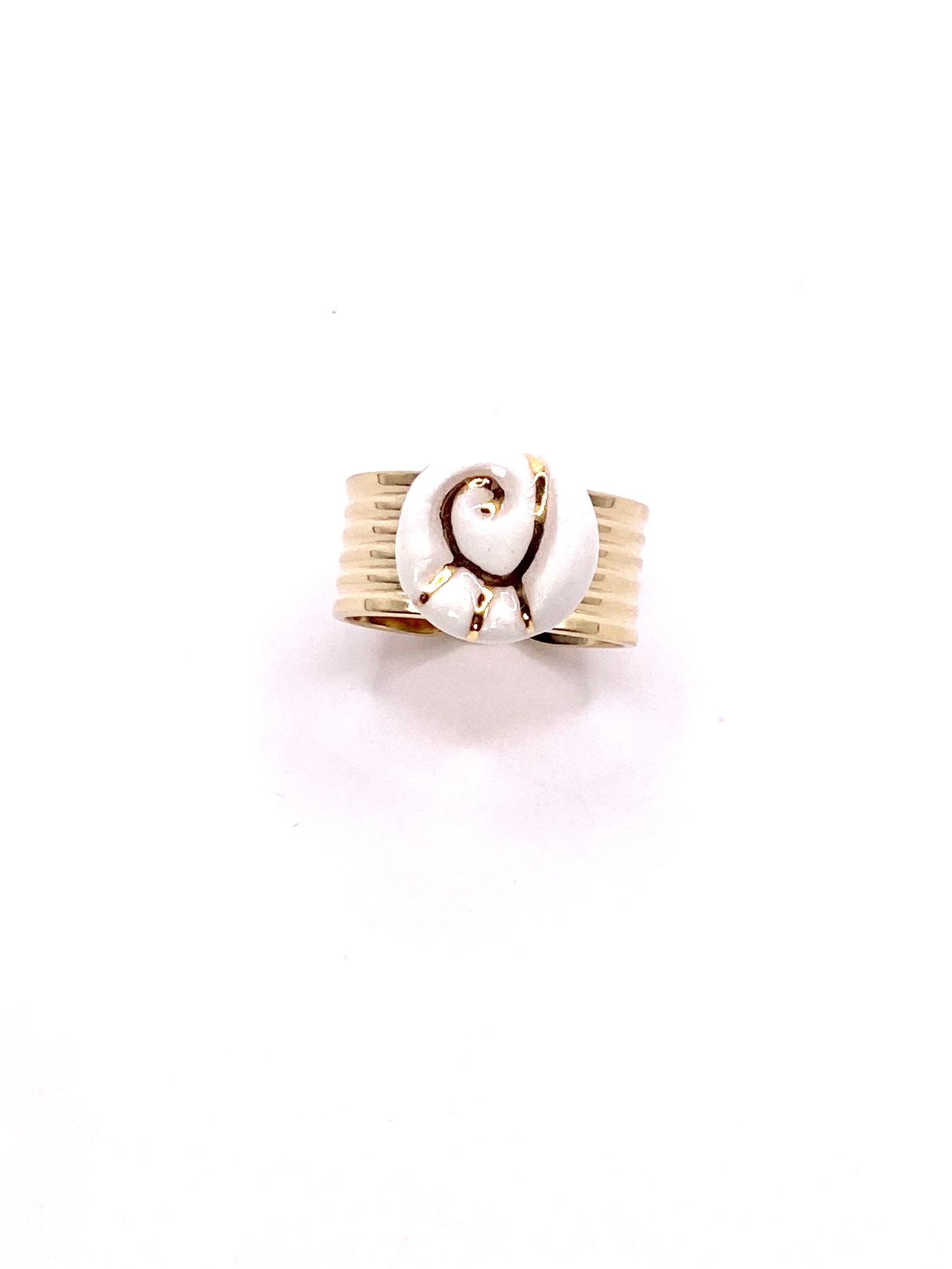 Bague Petite Volute - Blanc & Or