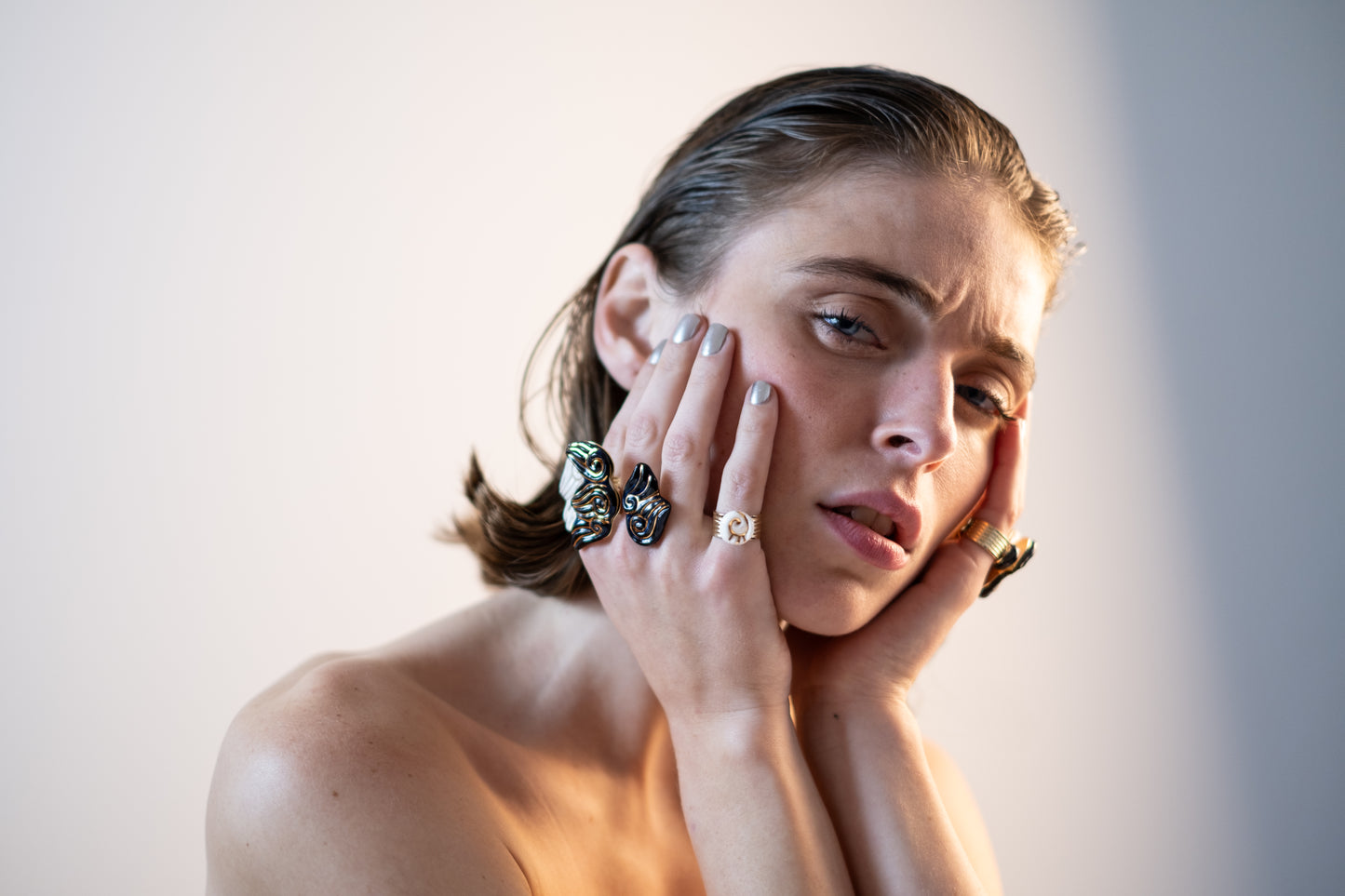 Bague Petite Volute - Blanc & Or