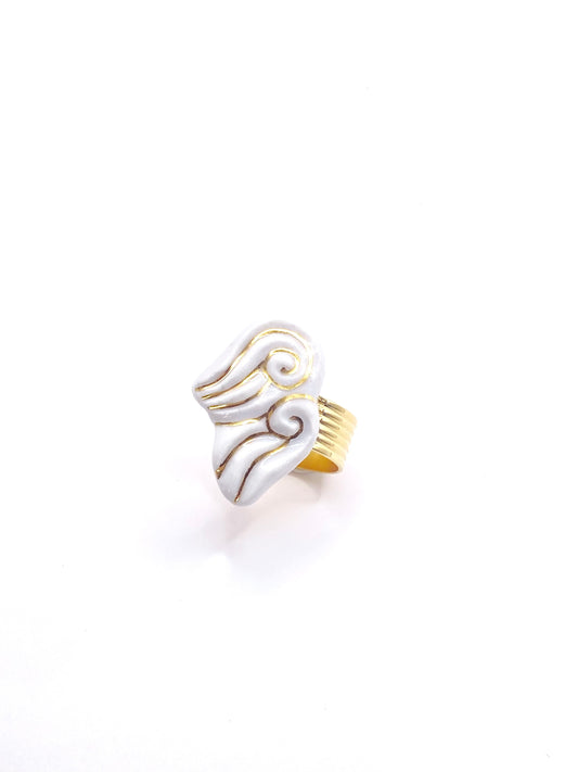 Bague « les 2 Volutes » - Blanc & Or