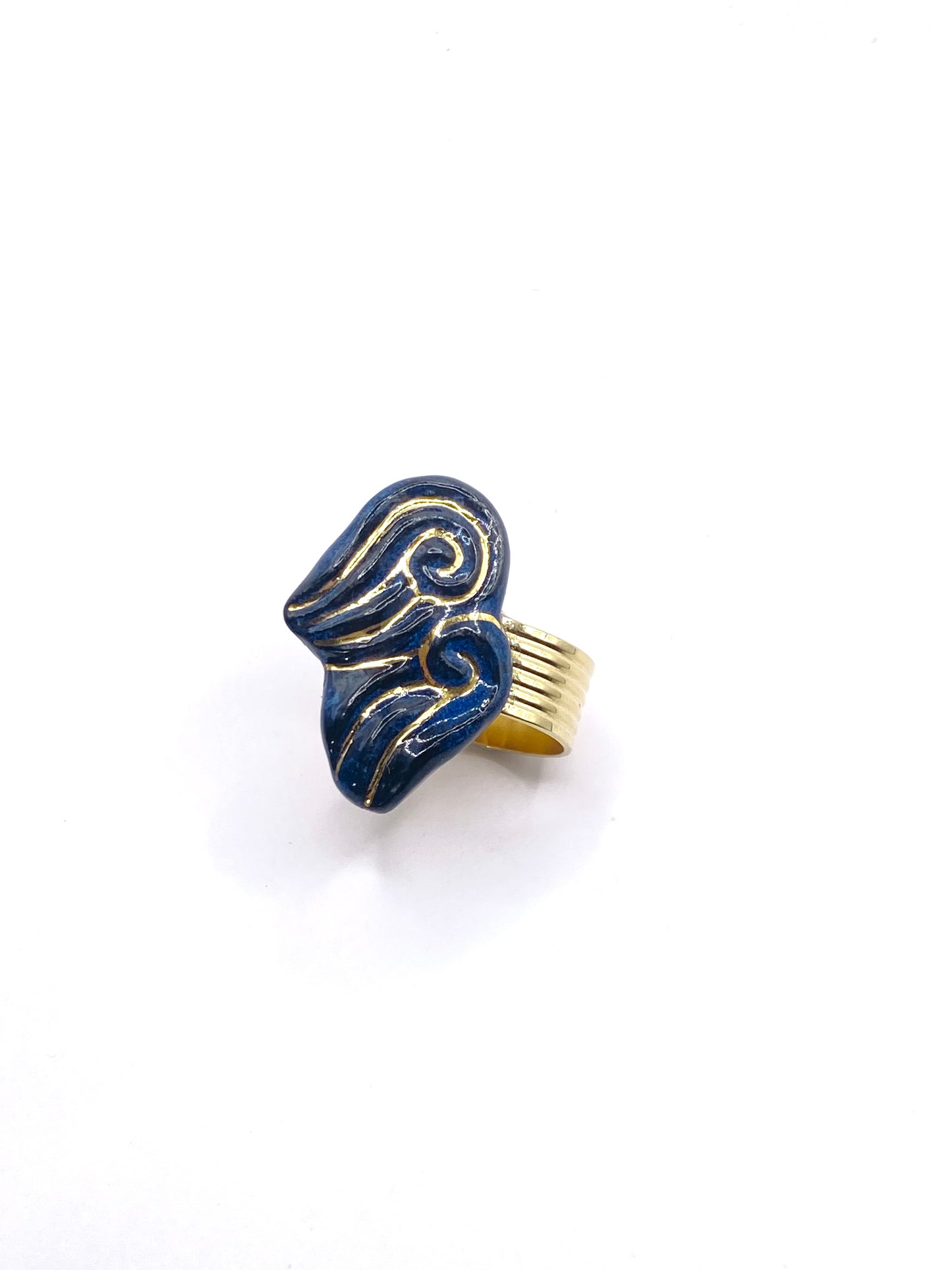 Bague « les 2 Volutes » - Noir & Or
