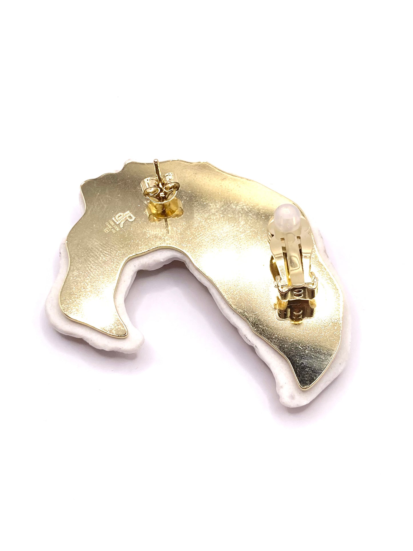 Sculpture d'oreille "Visage Volutes" - Noir & Or