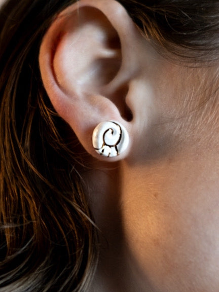 Puce d'oreille volute - Blanc & Or