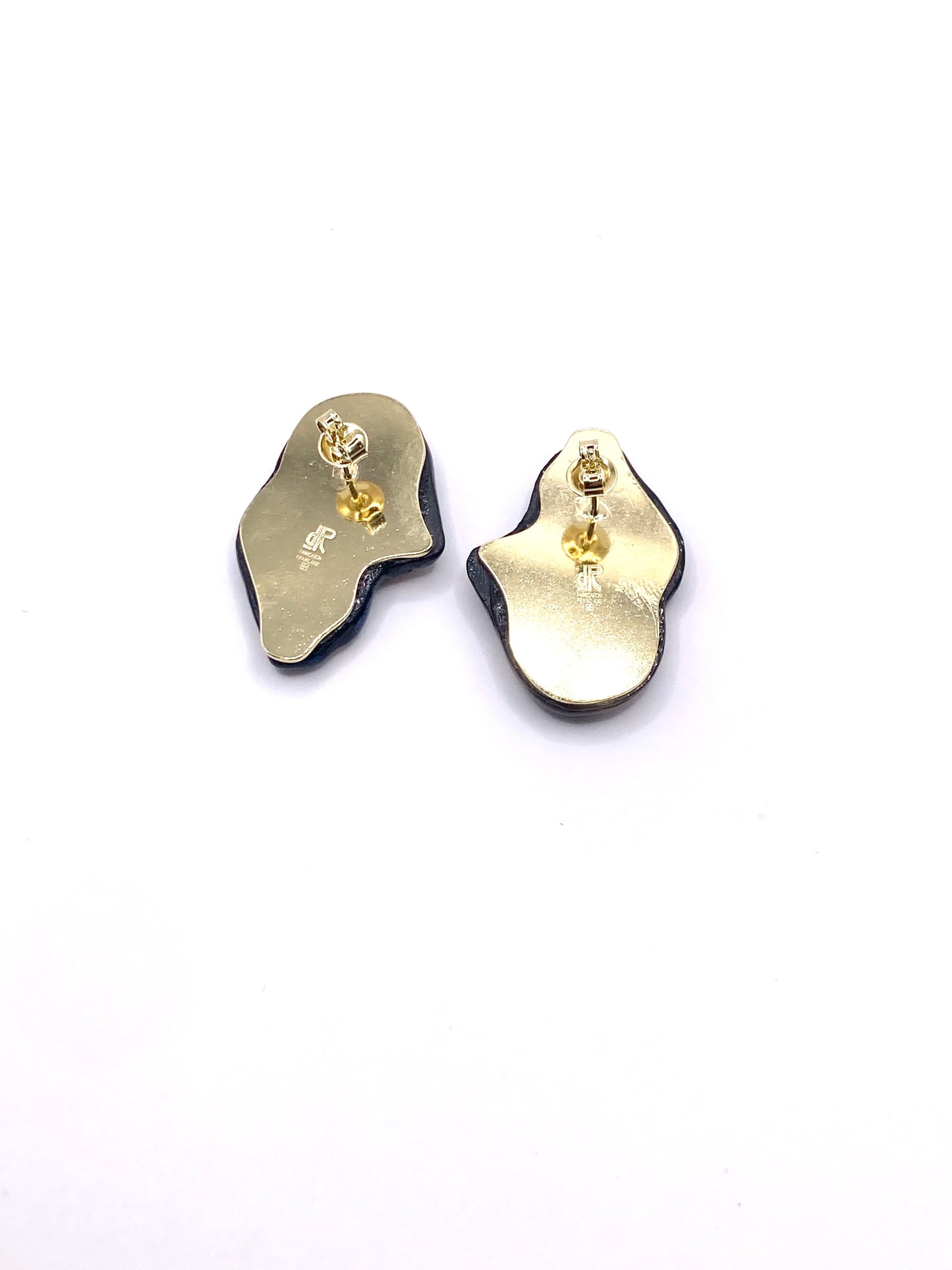 Boucles d’oreilles "Les 2 volutes" - la paire, Noir & Or