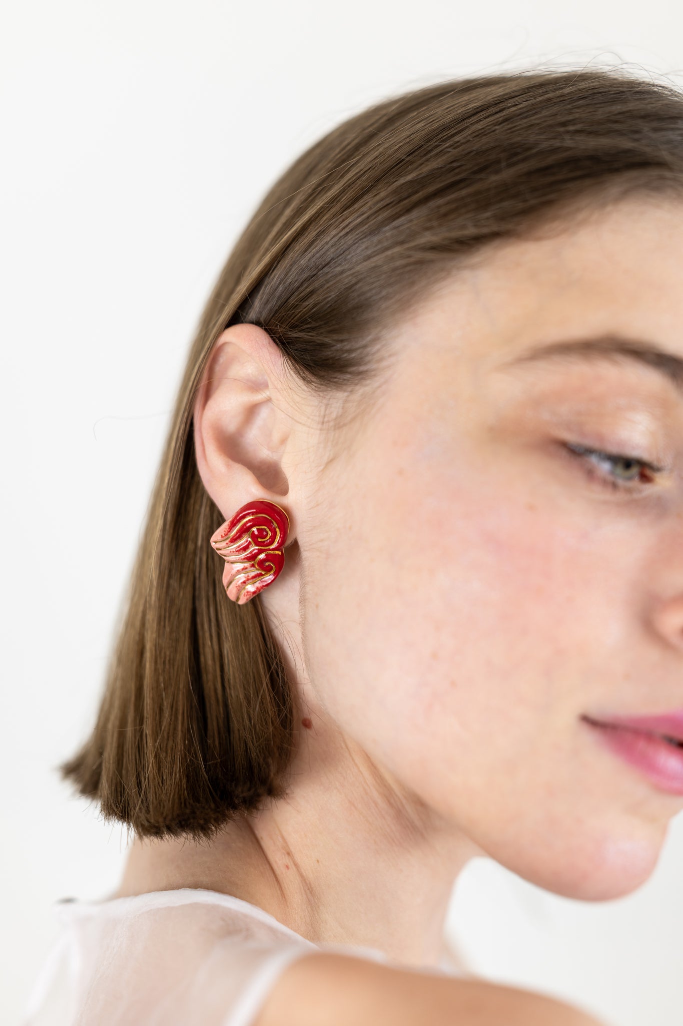 Boucles d’oreilles "Les 2 volutes" - la paire, Rouges
