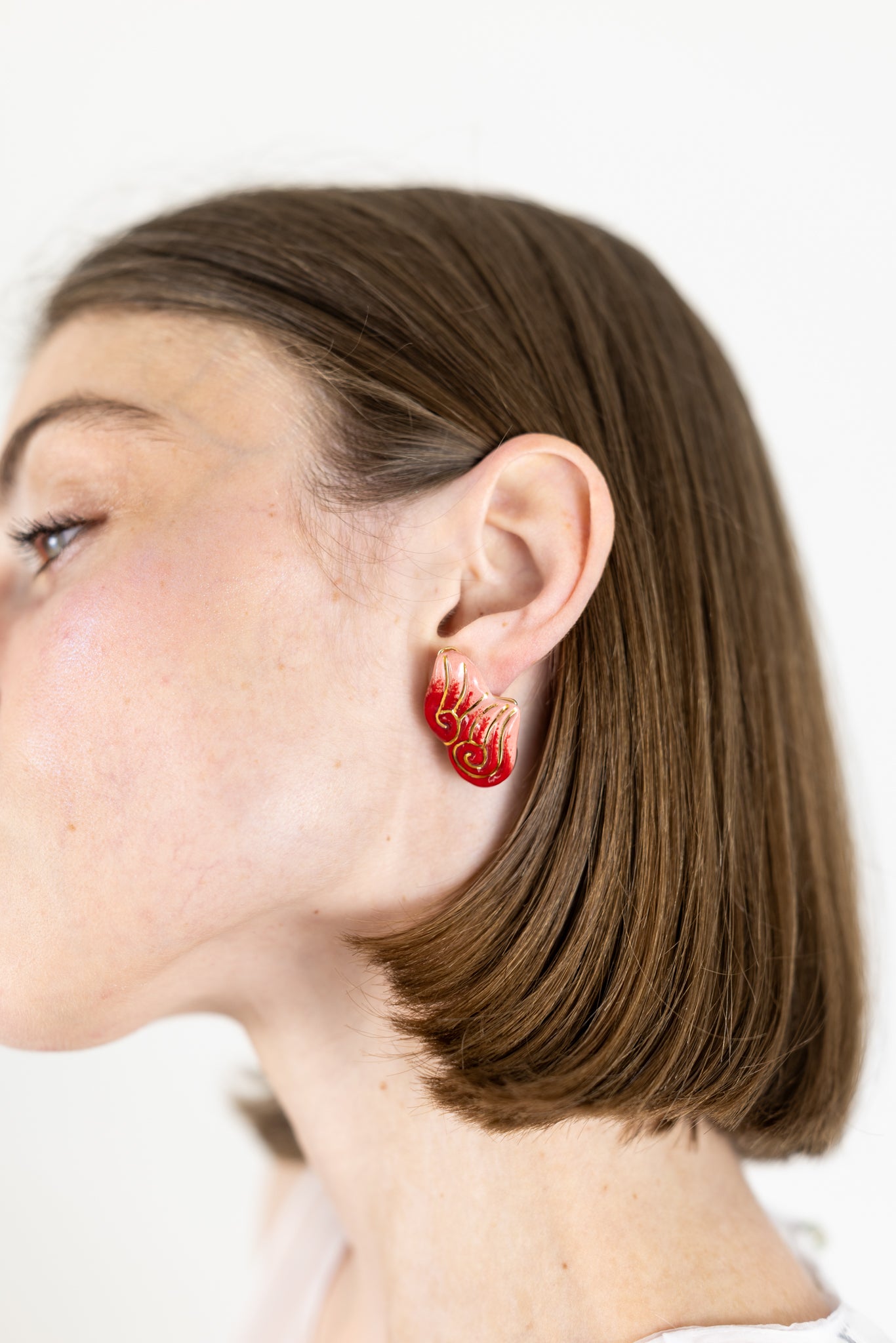 Boucles d’oreilles "Les 2 volutes" - la paire, Rouges