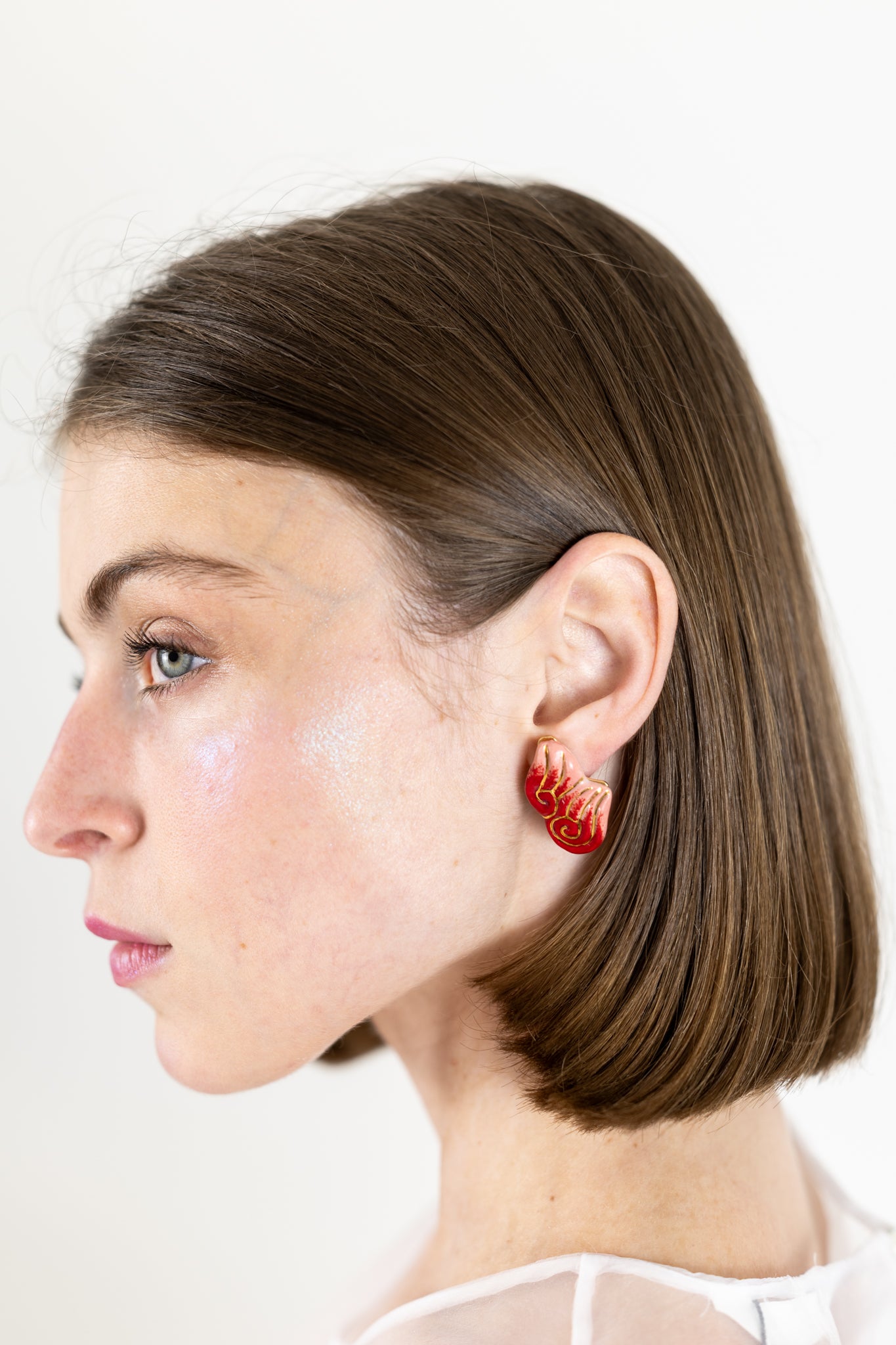 Boucles d’oreilles "Les 2 volutes" - la paire, Rouges