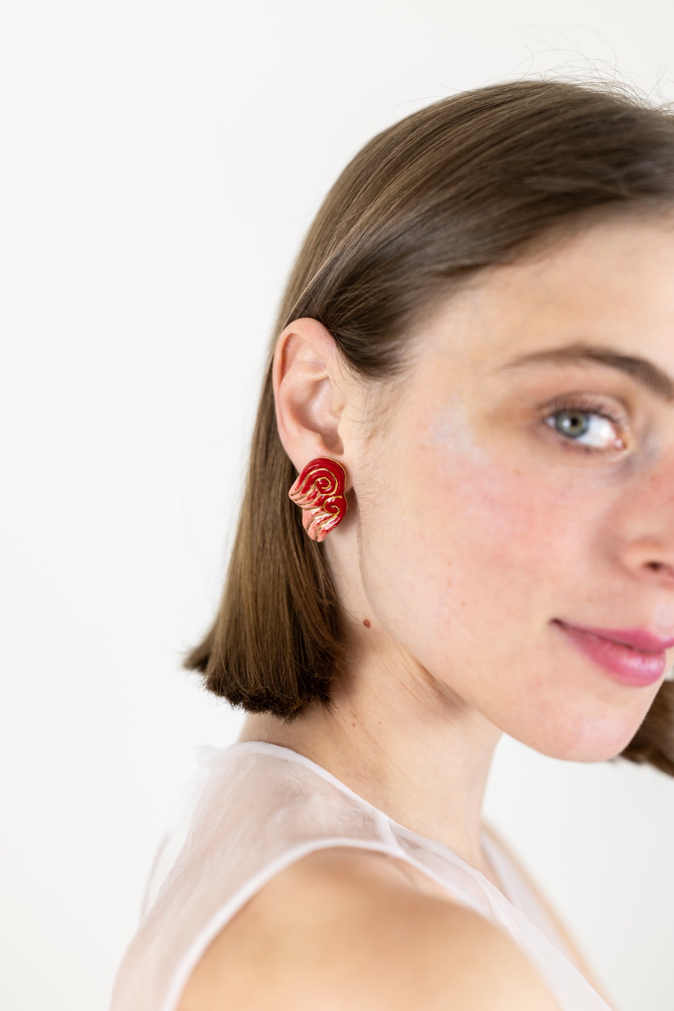 Boucles d’oreilles "Les 2 volutes" - la paire, Rouges