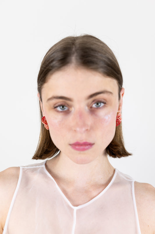Boucles d’oreilles "Les 2 volutes" - la paire, Rouges