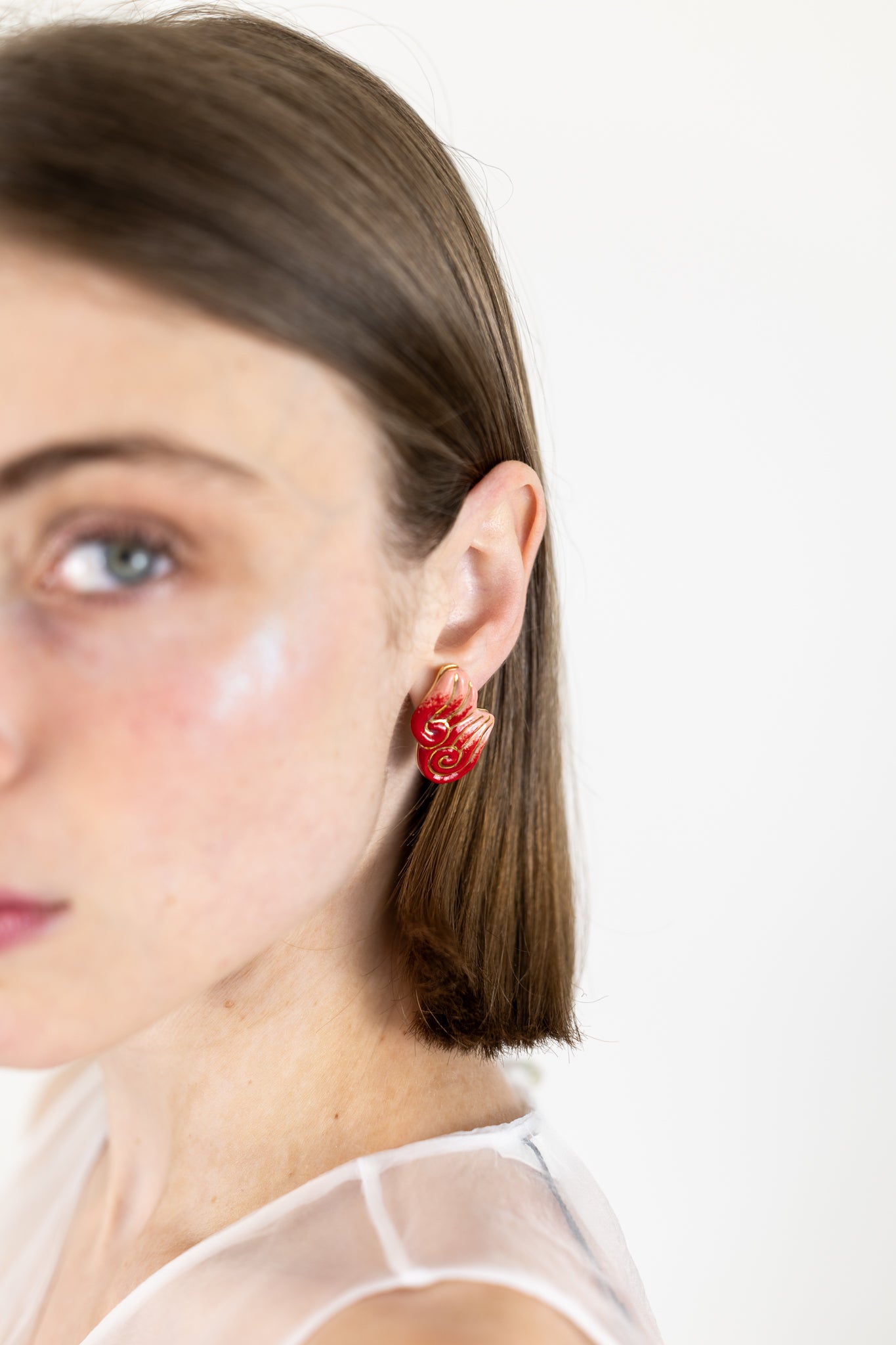 Boucles d’oreilles "Les 2 volutes" - la paire, Rouges