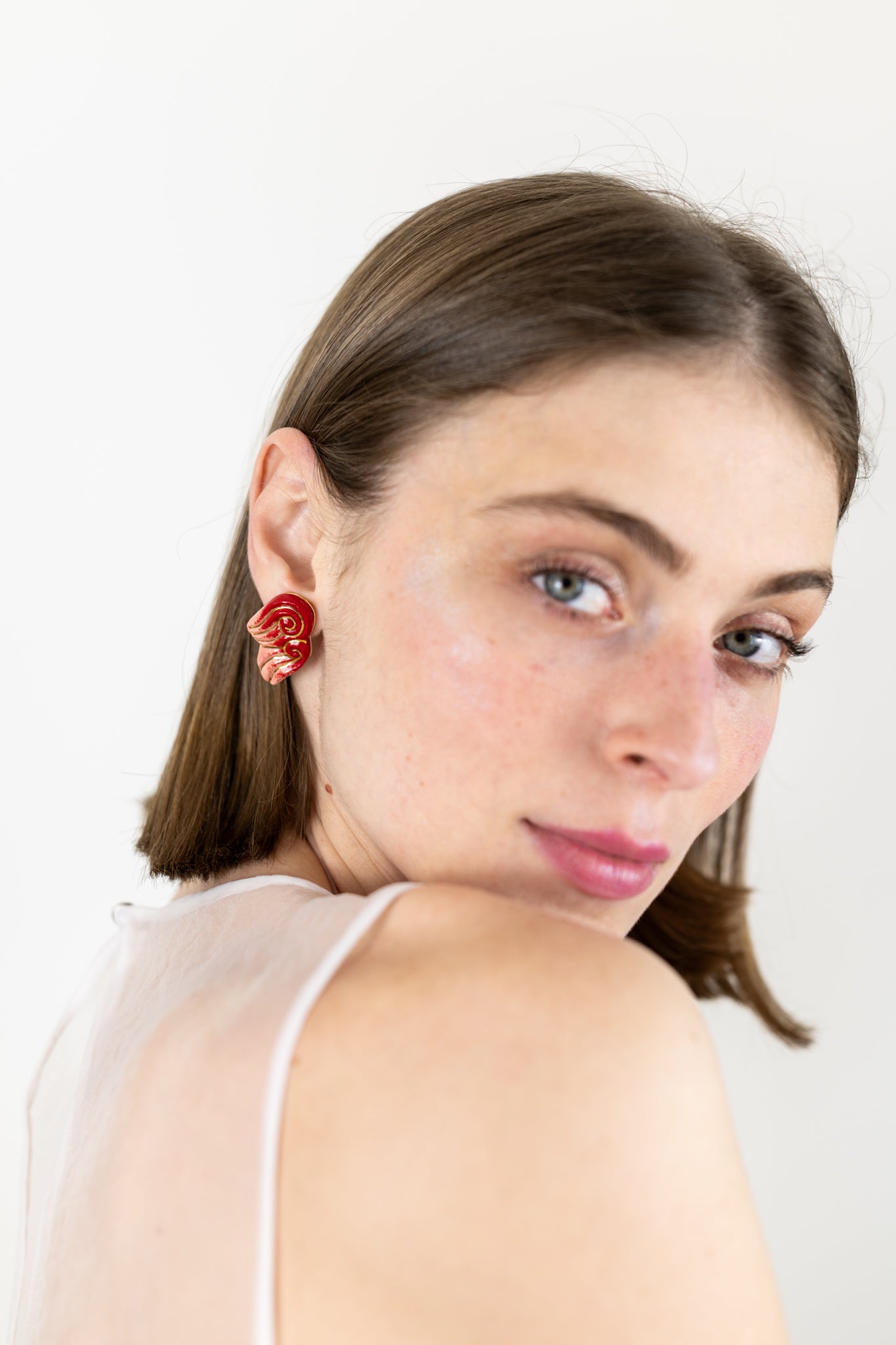 Boucles d’oreilles "Les 2 volutes" - la paire, Rouges