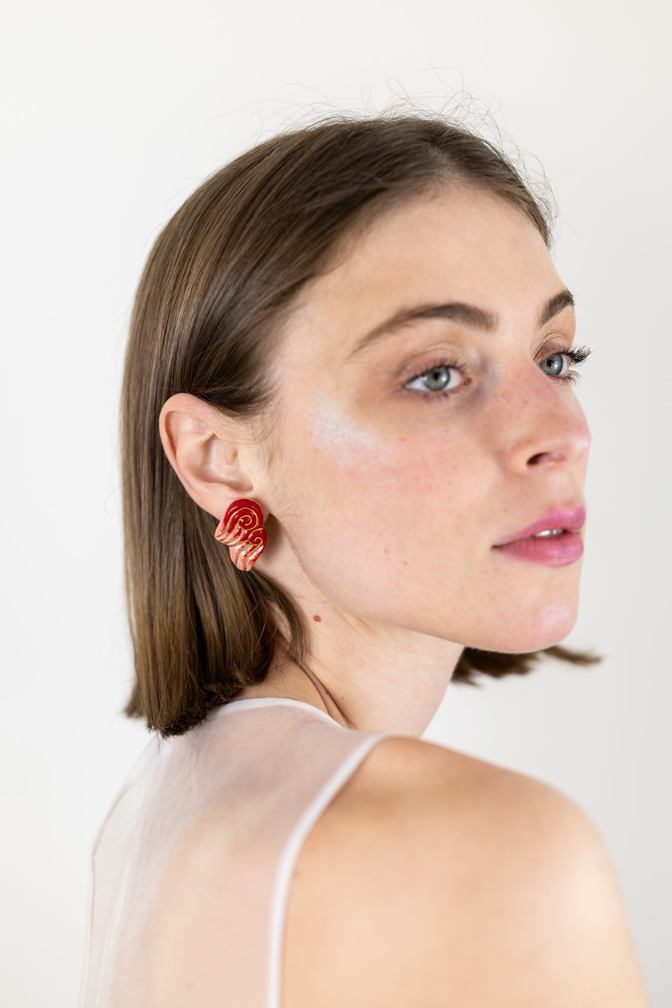 Boucles d’oreilles "Les 2 volutes" - la paire, Rouges