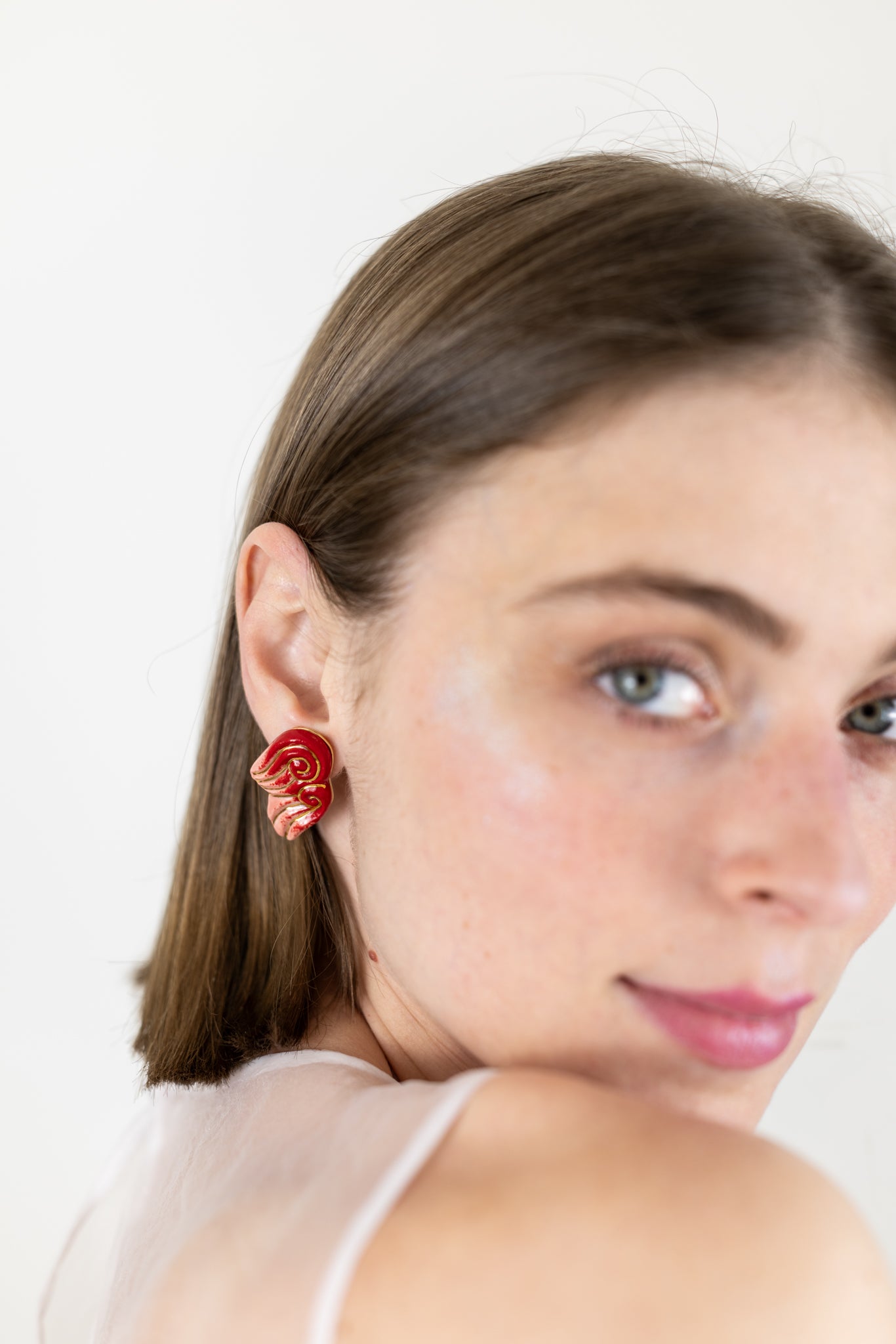 Boucles d’oreilles "Les 2 volutes" - la paire, Rouges