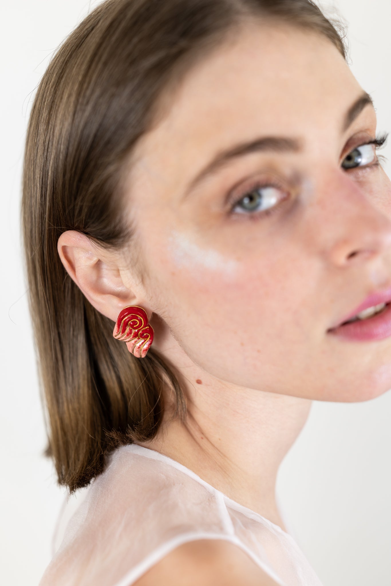 Boucles d’oreilles "Les 2 volutes" - la paire, Rouges