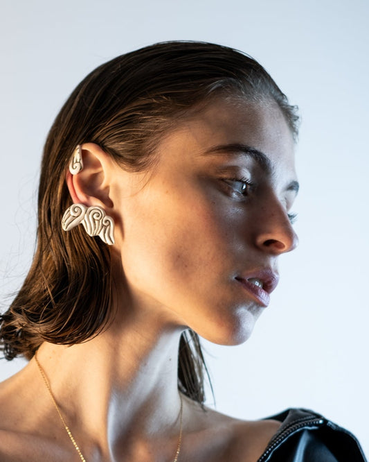 Bijou clip "Les 3 volutes"- Blanc & Or