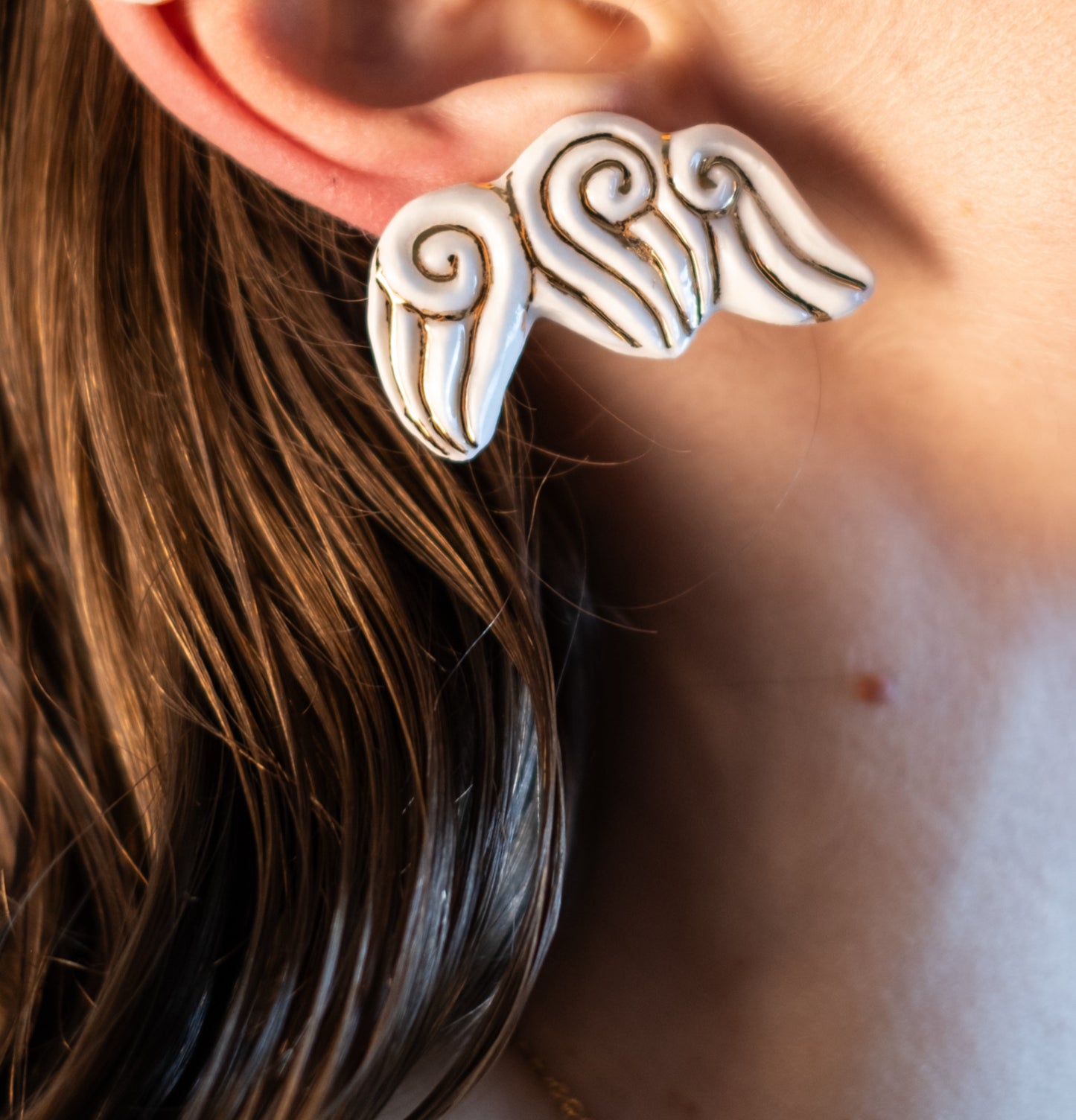 Bijou clip "Les 3 volutes"- Blanc & Or