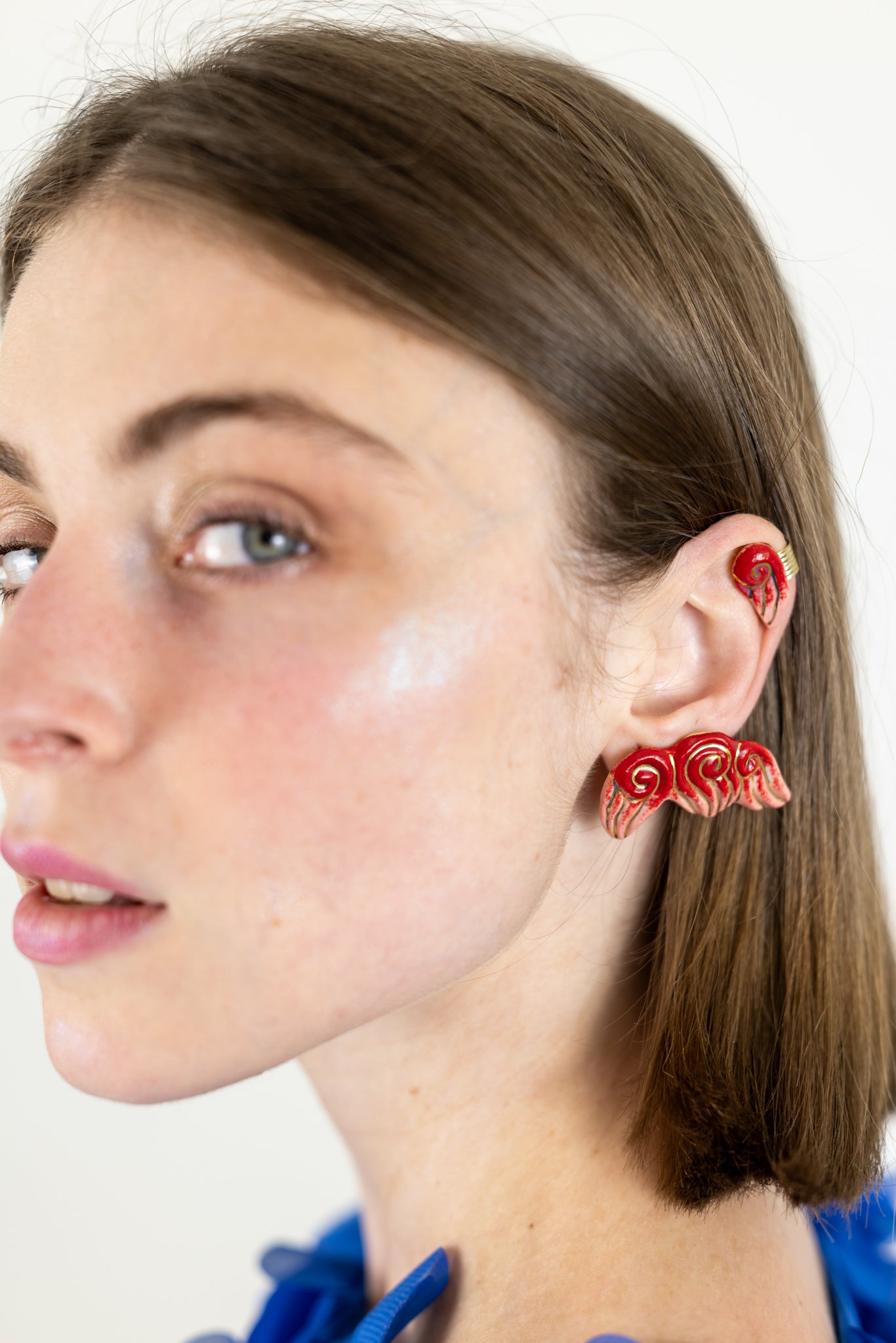 Bijou clip "Les 3 volutes"- Rouges