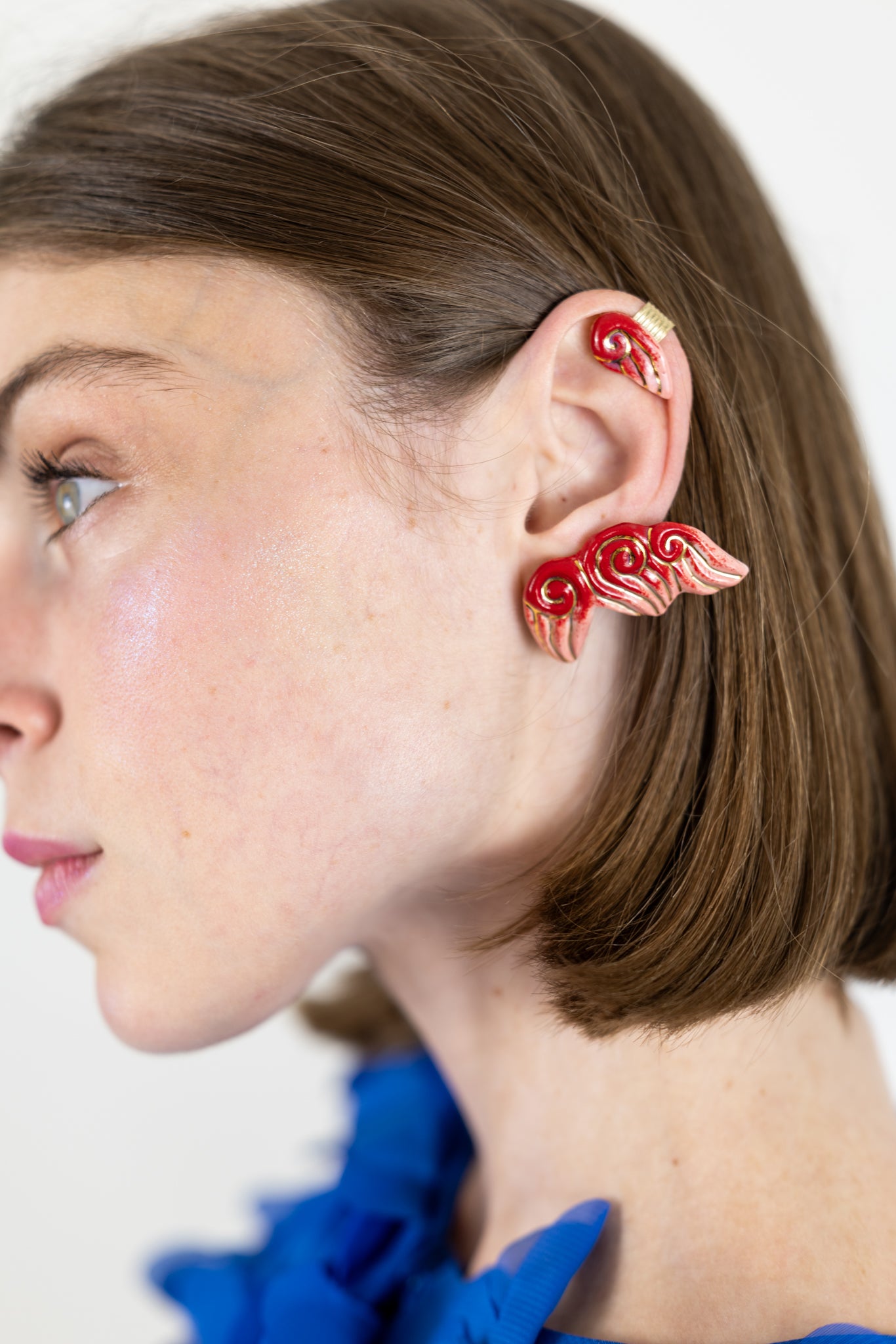 Bijou clip "Les 3 volutes"- Rouges
