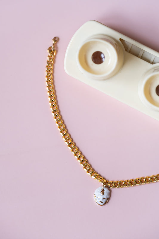 Androgyne - Le Choker - Blanc & Or