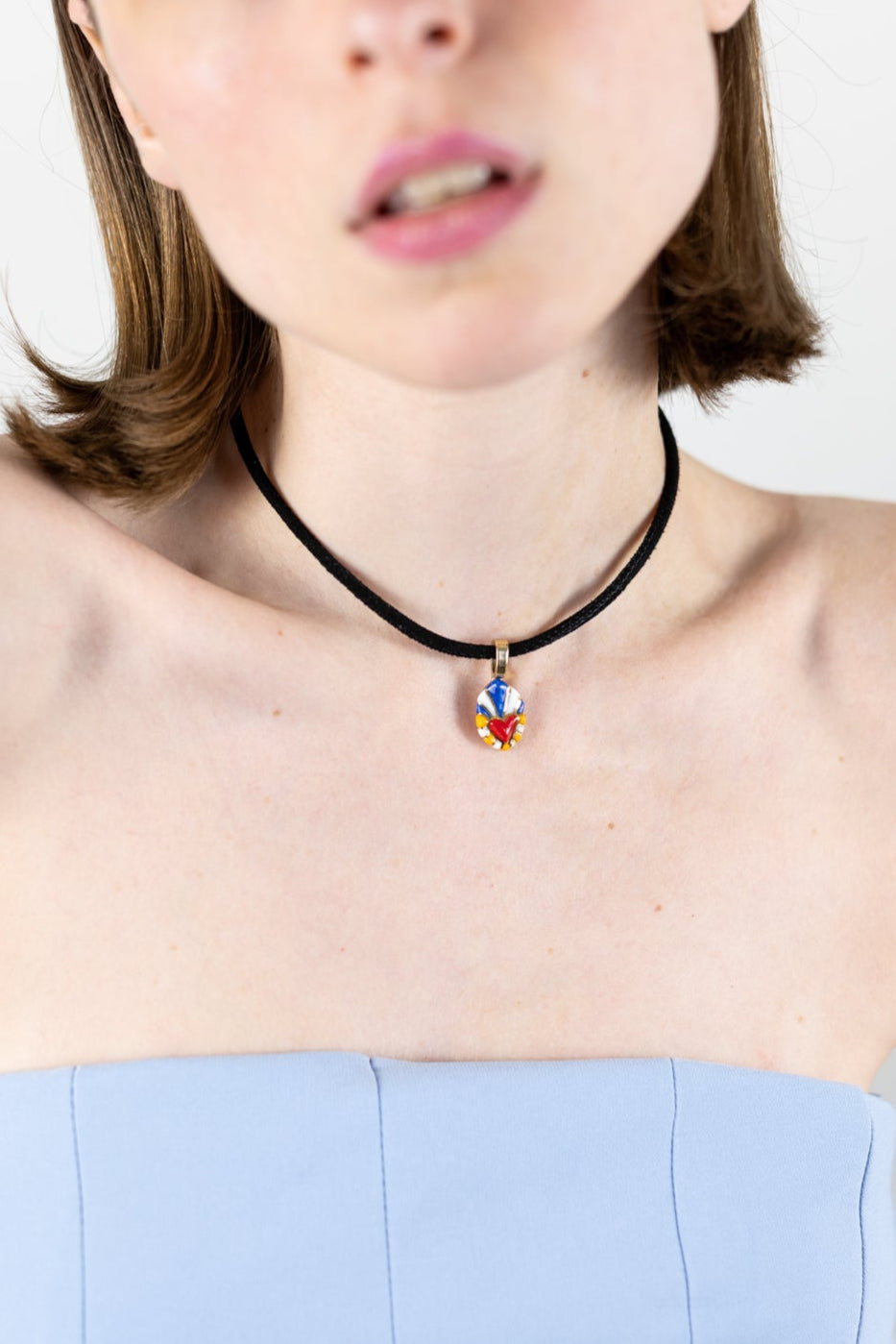 Sacred Heart - Suede Necklace - Sicily