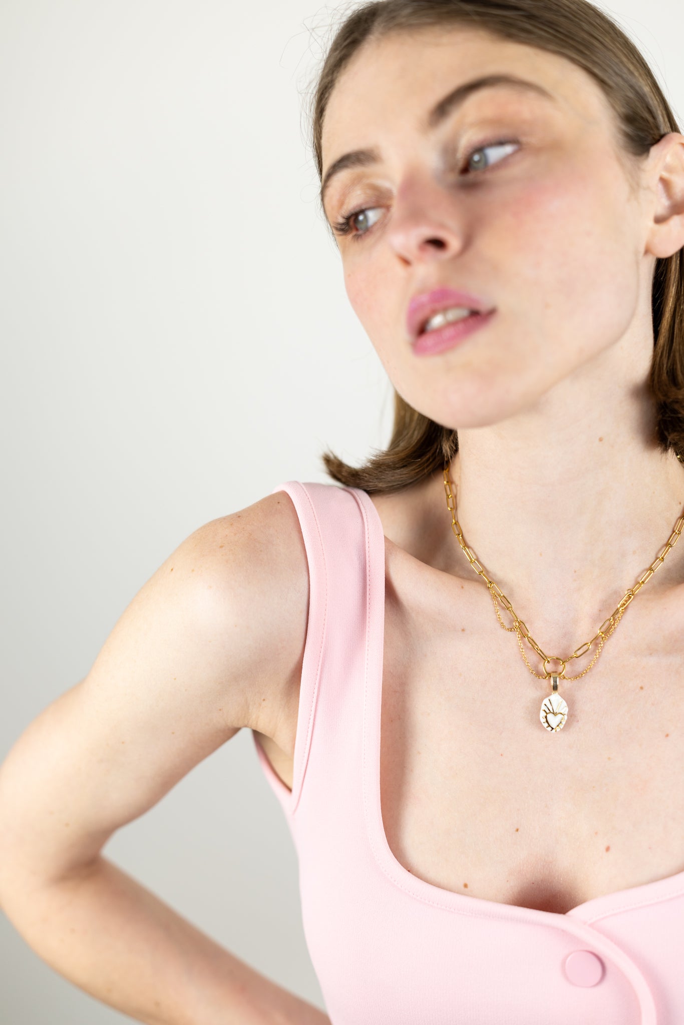 Ex-voto - Collier Chaîne- Blanc & Or