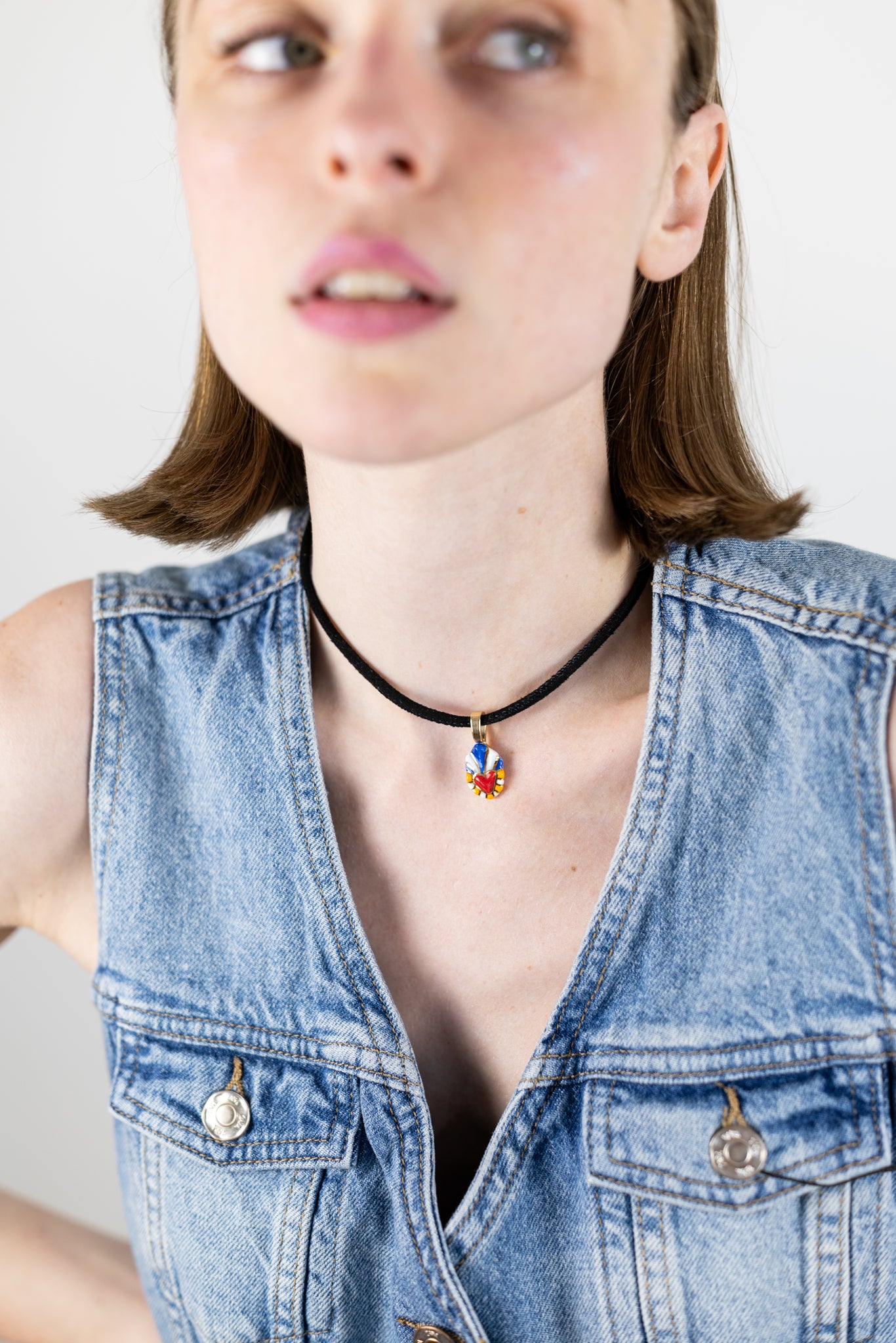Sacred Heart - Suede Necklace - Sicily