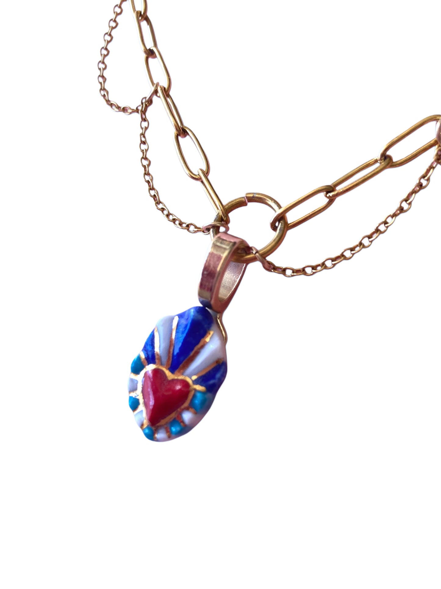 Sacred Heart - Chain Necklace - Azure
