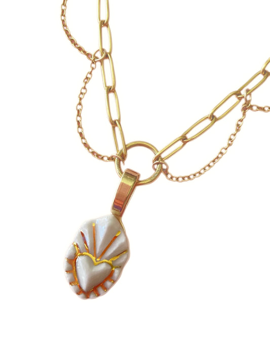 Ex-voto - Collier Chaîne- Blanc & Or