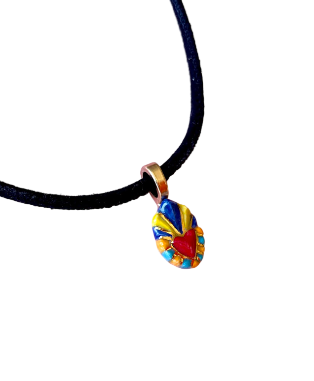 Sacred Heart - Suede Necklace - Acapulco