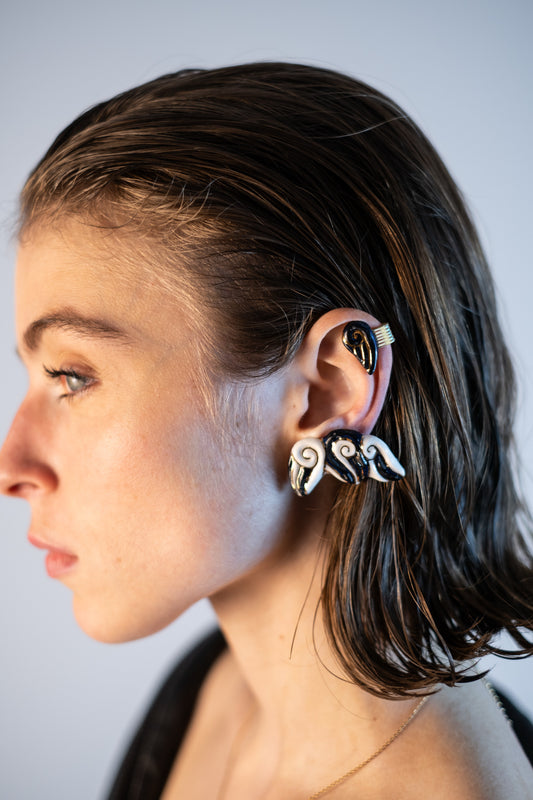 Bijou clip "Les 3 volutes" - Black & White & Or