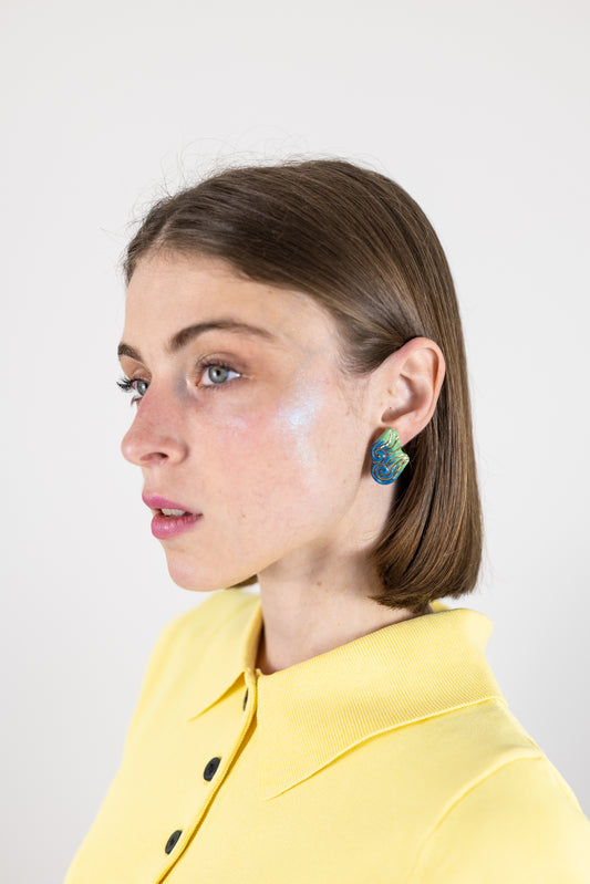 Boucles d’oreilles "Les 2 volutes" - la paire, Bleus