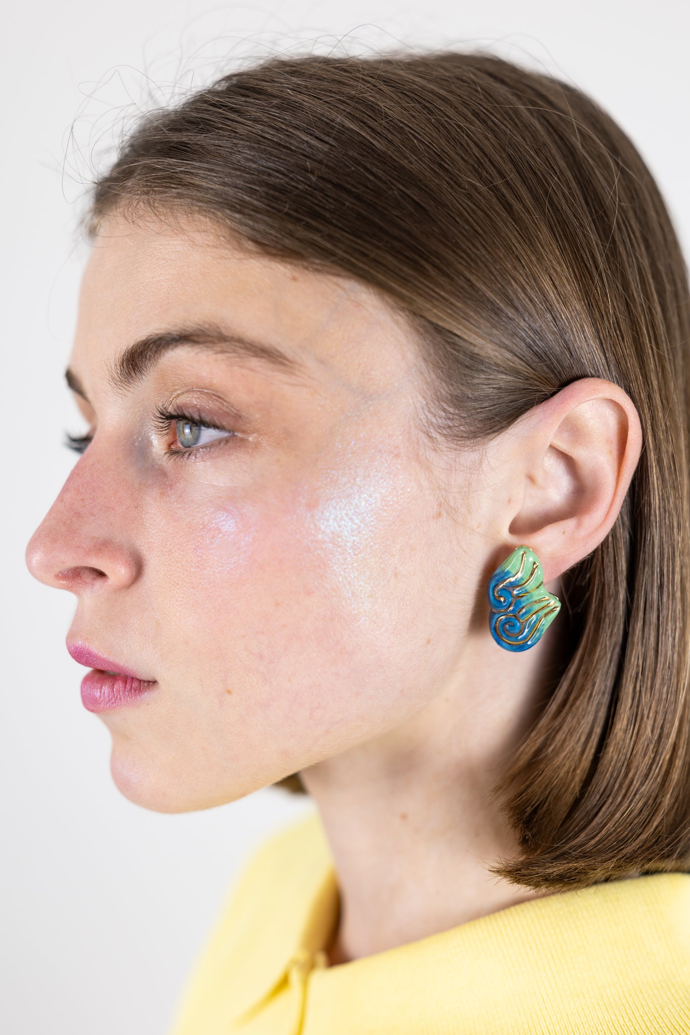 Boucles d’oreilles "Les 2 volutes" - la paire, Bleus