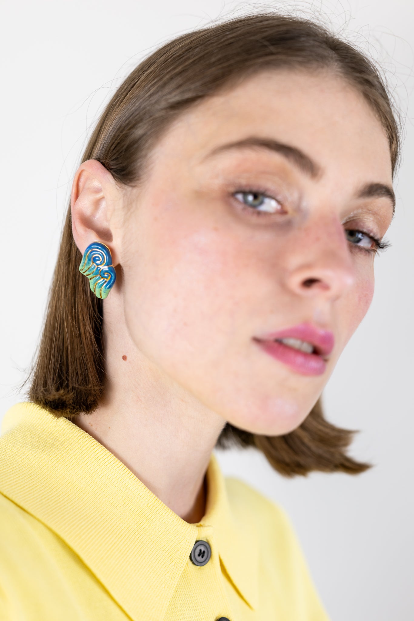 Boucles d’oreilles "Les 2 volutes" - la paire, Bleus