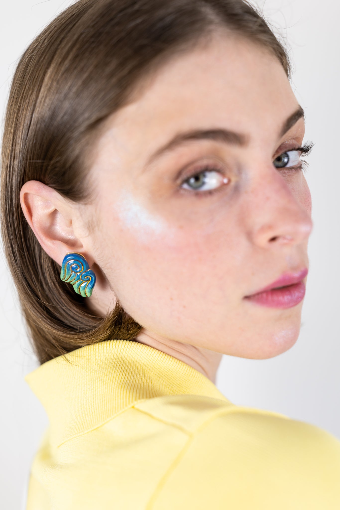 Boucles d’oreilles "Les 2 volutes" - la paire, Bleus