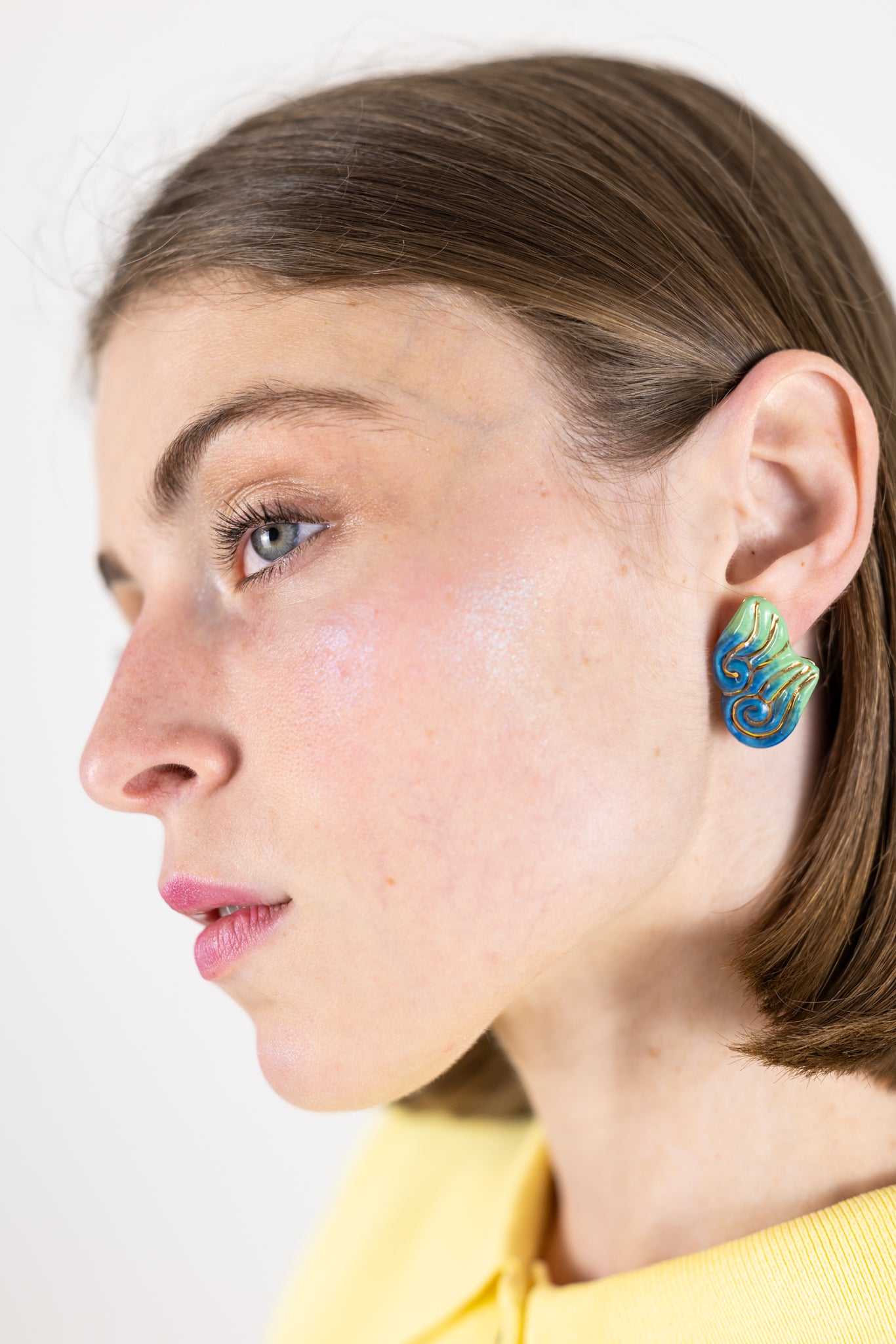 Boucles d’oreilles "Les 2 volutes" - la paire, Bleus