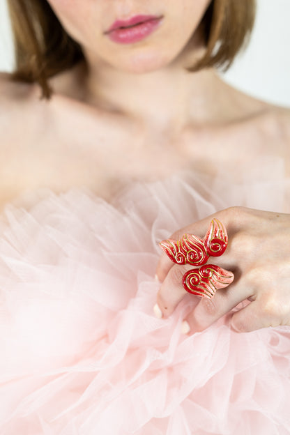 Grand bijou de main - Rouges