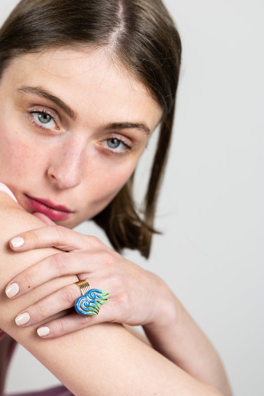 Bague « les 2 Volutes » - Bleus