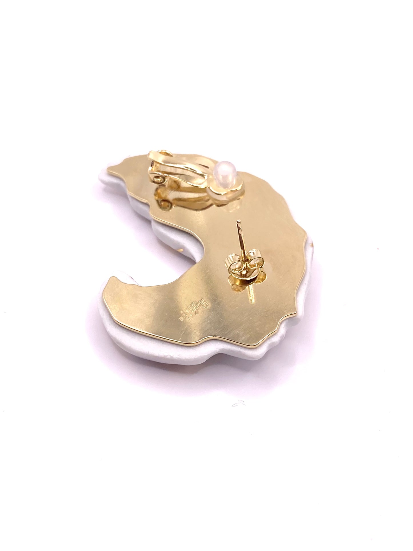Sculpture d'oreille "Visage Volutes" - Noir & Or