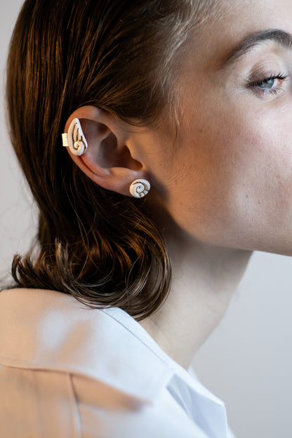 Puce d'oreille volute - Blanc & Or