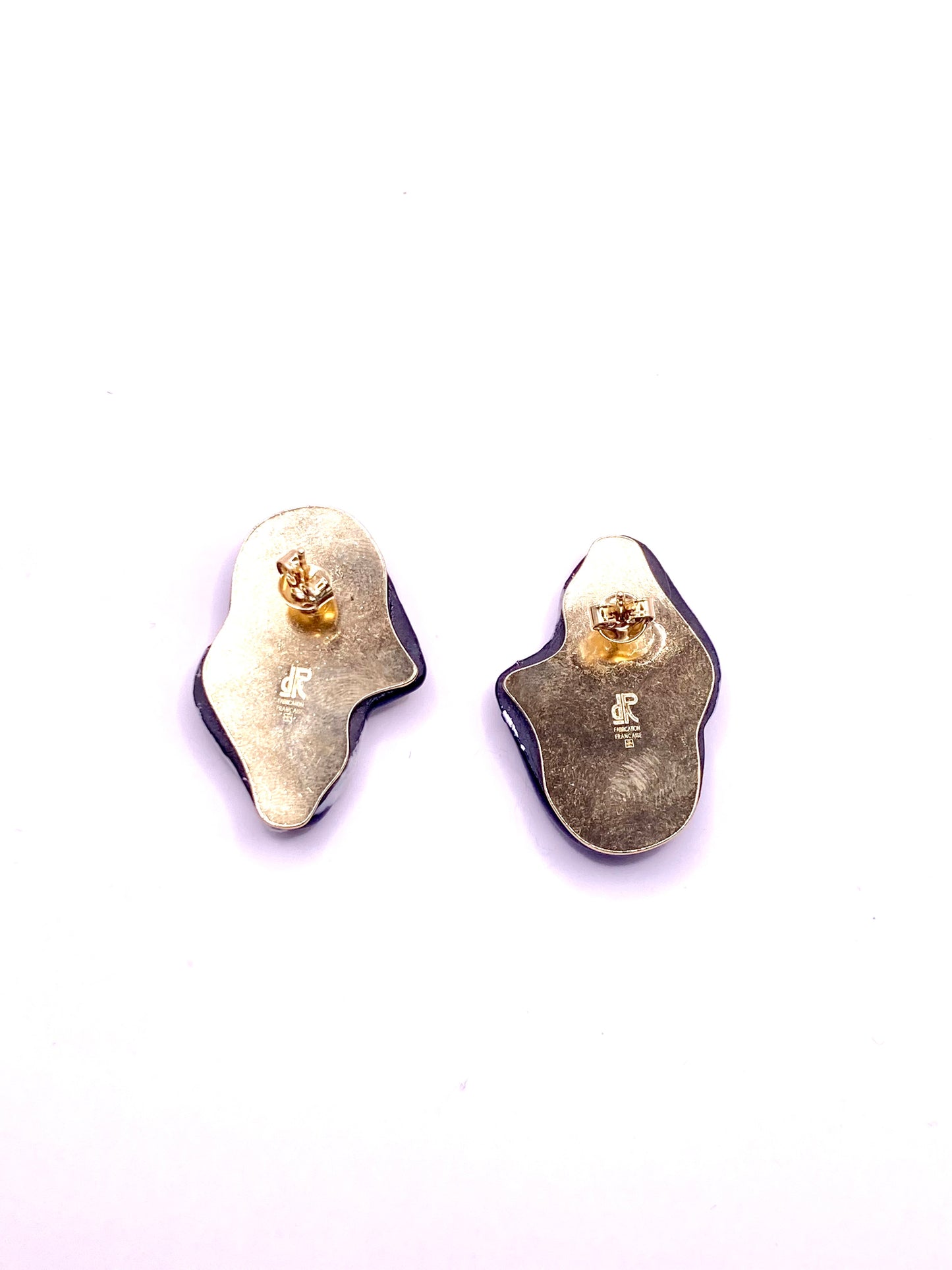 Boucles d’oreilles "Les 2 volutes" - la paire, Black & White et or