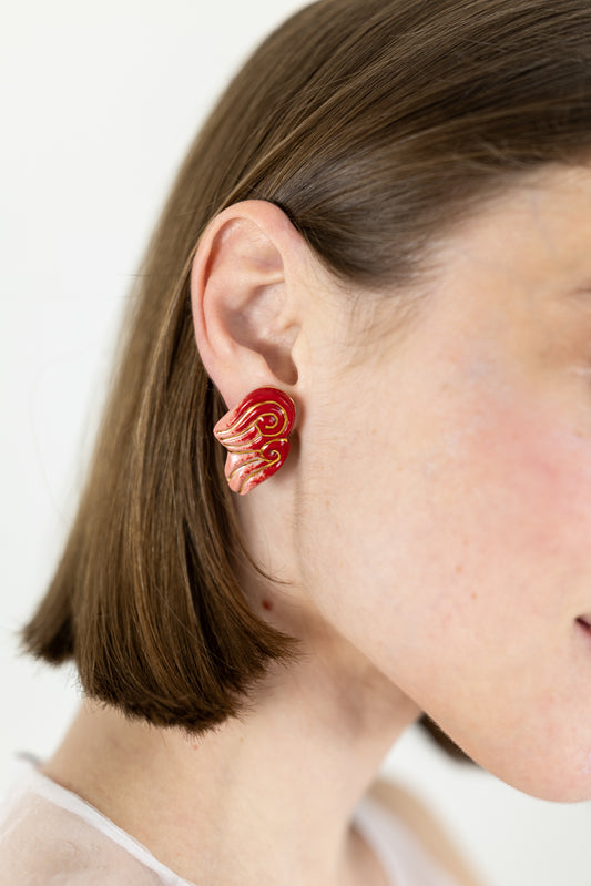 Boucles d’oreilles "Les 2 volutes" - la paire, Rouges