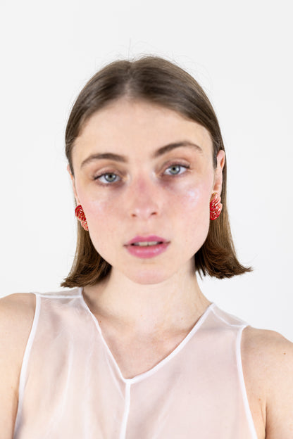 Boucles d’oreilles "Les 2 volutes" - la paire, Rouges