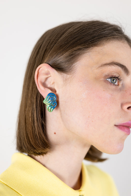 Boucles d’oreilles "Les 2 volutes" - la paire, Bleus