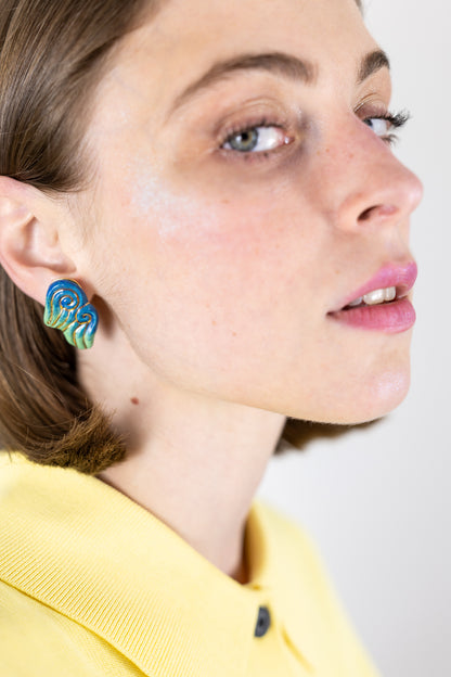Boucles d’oreilles "Les 2 volutes" - la paire, Bleus